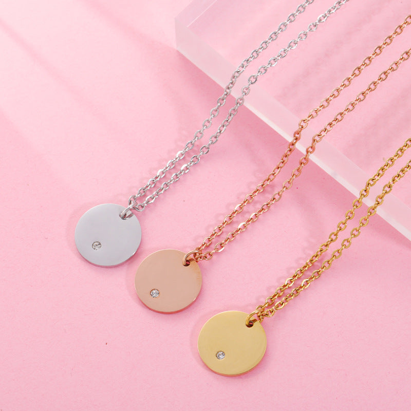 Stainless Steel Round Diamond Necklace Set of 3 for Women – Elegant Layered Jewelry