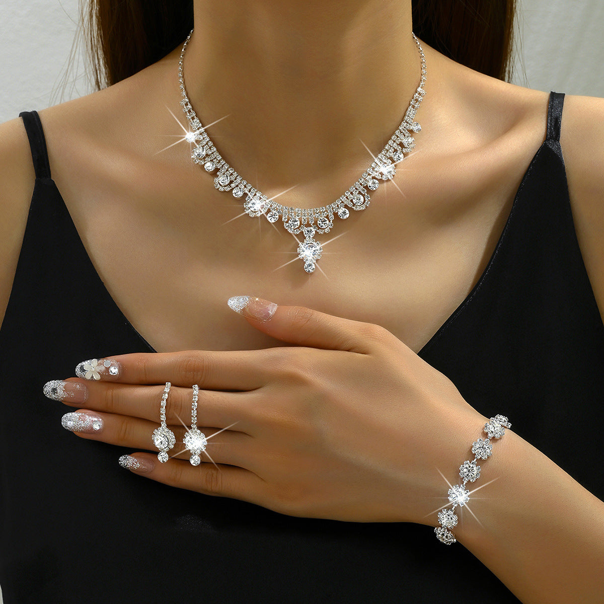 Premium Water Diamond Jewelry Set for Women – Luxury Necklace & Earrings Set
