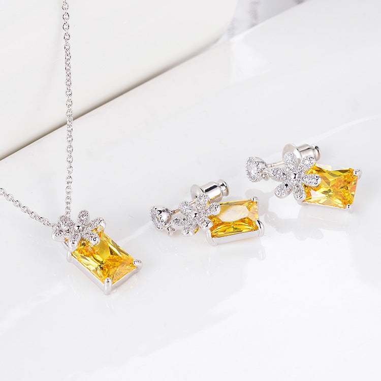 Zirconium Earrings & Necklace Set for Women – Elegant Crystal Jewelry Set