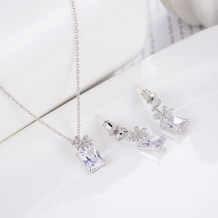 Zirconium Earrings & Necklace Set for Women – Elegant Crystal Jewelry Set