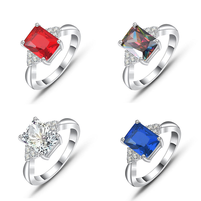 Zircon Inlaid Couple Ring Set for Men & Women – Elegant Daily Wear Promise Rings