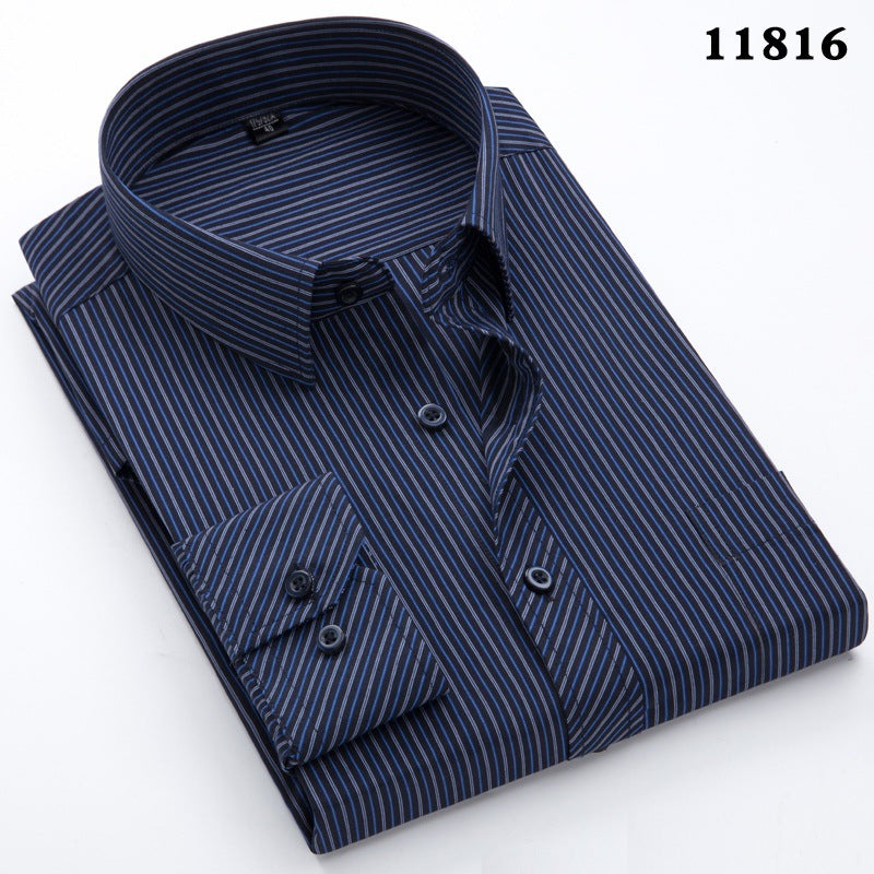 Men's Plus Size Business Shirt | Loose Fit Long Sleeve Shirt in 6 Colors