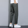 Men's Black Loose Straight Cotton Pants | Comfortable Autumn Casual Trousers