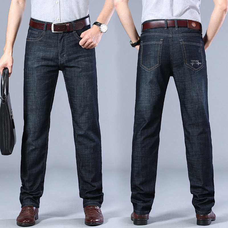 Men's Loose Fit Denim Pants | High Waist Summer Jeans with Brown Belt