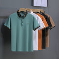Men's Cotton Polo Shirt with Trendy Lapel Print | Short Sleeve Summer Wear