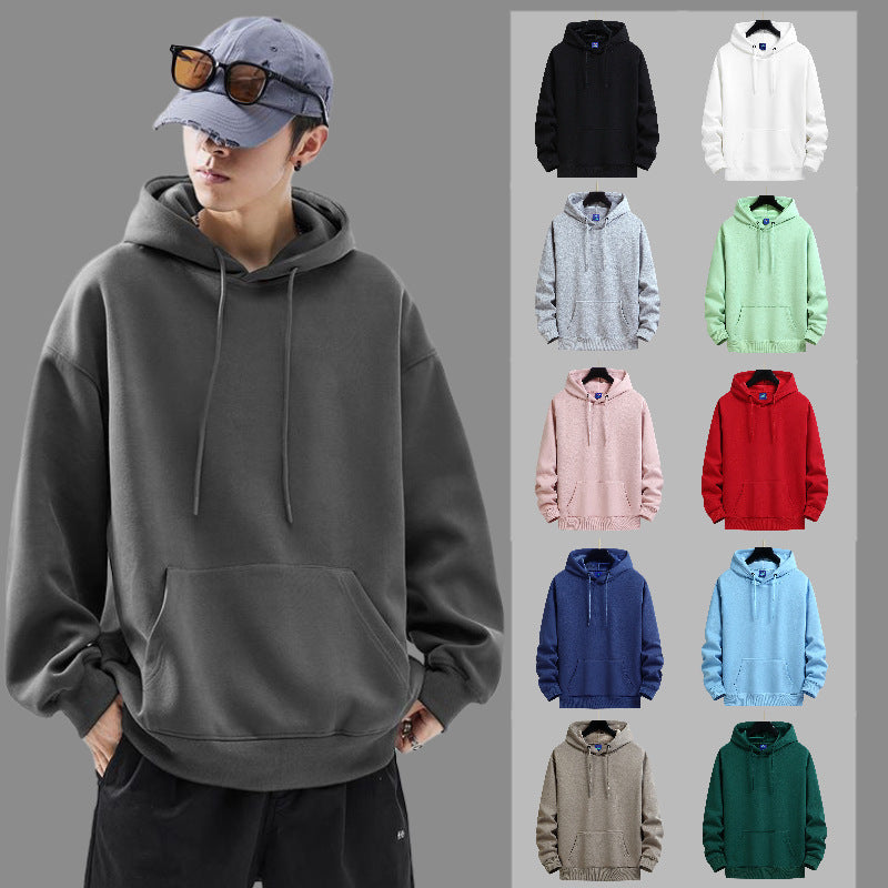 Unisex Solid Color Hoodie Sweatshirt | Cotton Blend Casual Wear