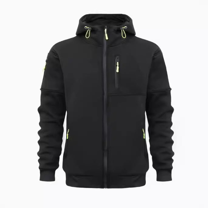 Plus Size Men's Multi-Zipper Hoodie | Multi-Pocket Sports Style Jacket