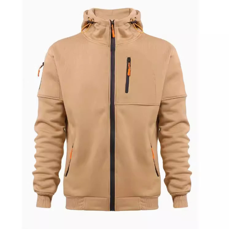 Plus Size Men's Multi-Zipper Hoodie | Multi-Pocket Sports Style Jacket