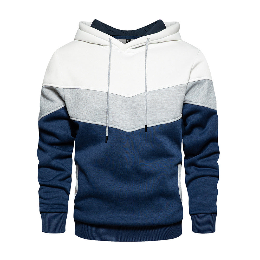 Men's Color-Blocked Hoodie –  Casual Pullover Sweatshirt for Autumn