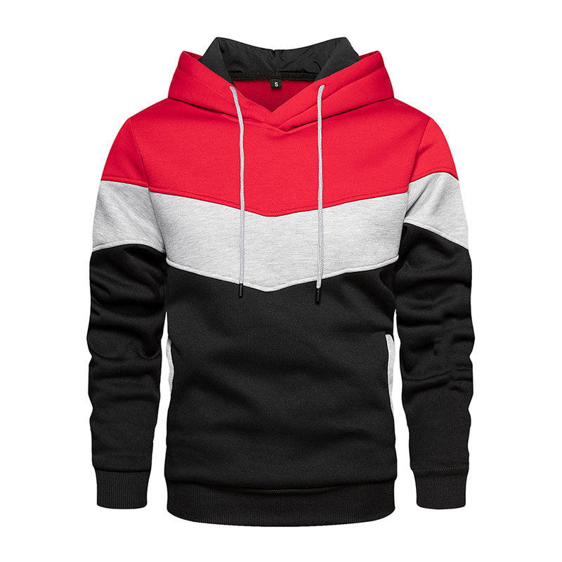 Men's Color-Blocked Hoodie –  Casual Pullover Sweatshirt for Autumn