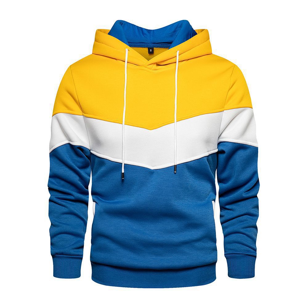 Men's Color-Blocked Hoodie –  Casual Pullover Sweatshirt for Autumn