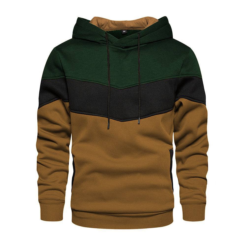 Men's Color-Blocked Hoodie –  Casual Pullover Sweatshirt for Autumn