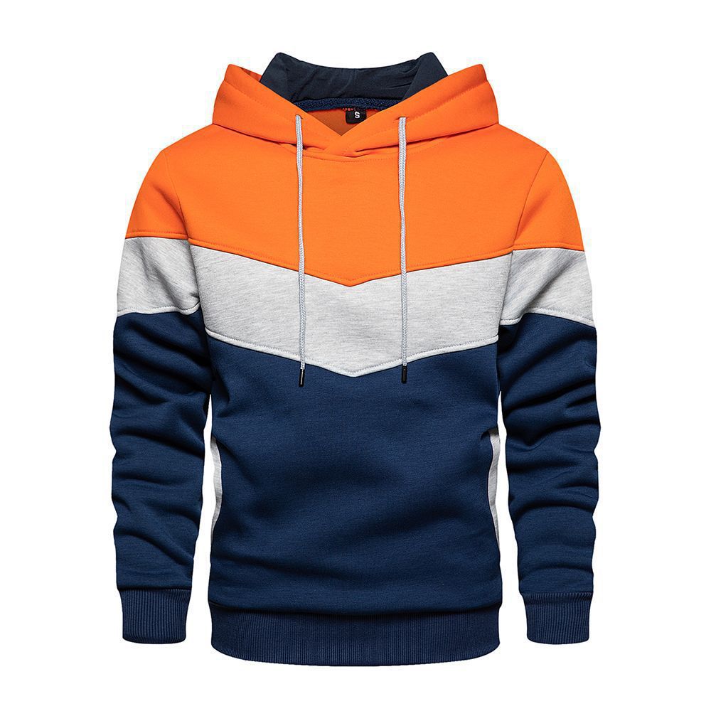 Men's Color-Blocked Hoodie –  Casual Pullover Sweatshirt for Autumn