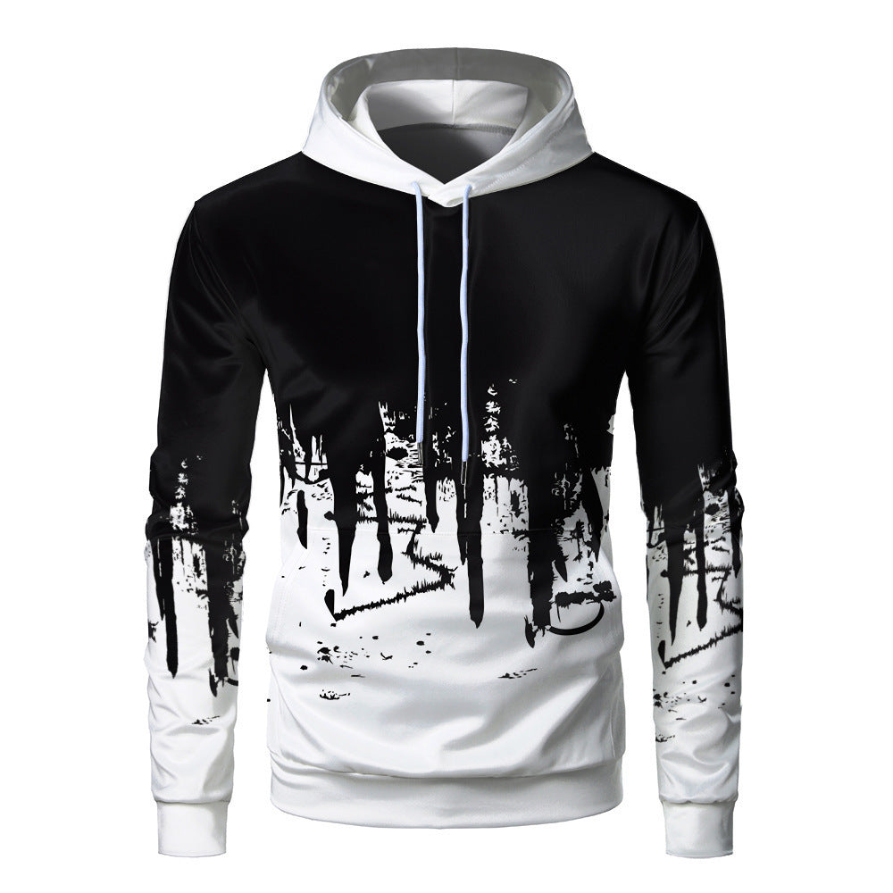 Men's 3D Print Fleece Hoodie | Loose Fit Warm Casual