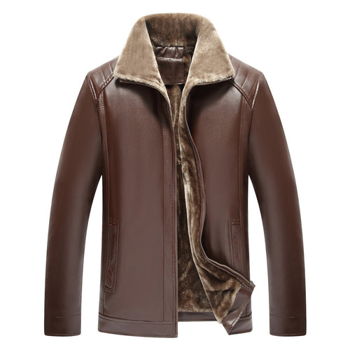 Men's Black Leather Jacket with Fur Lining – Warm Winter Biker & Casual Coat