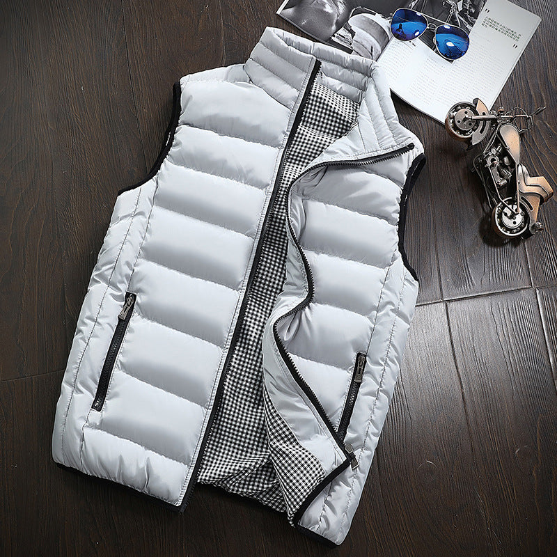 Men's Checkered Lining Winter Vest – Plus Size Warm Sleeveless Jacket