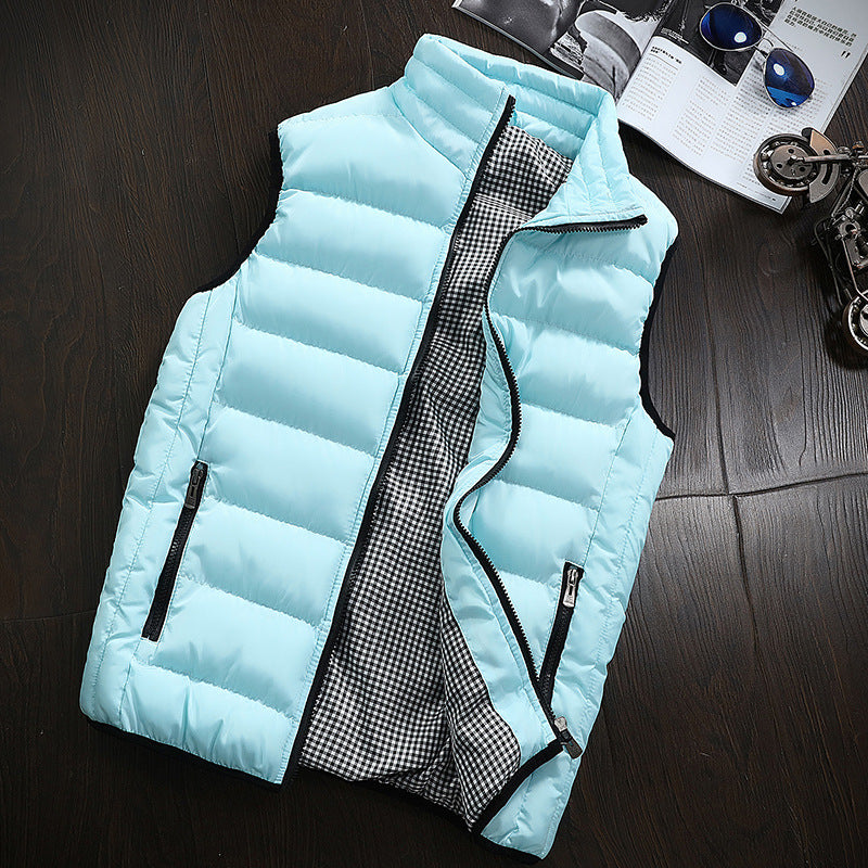Men's Checkered Lining Winter Vest – Plus Size Warm Sleeveless Jacket