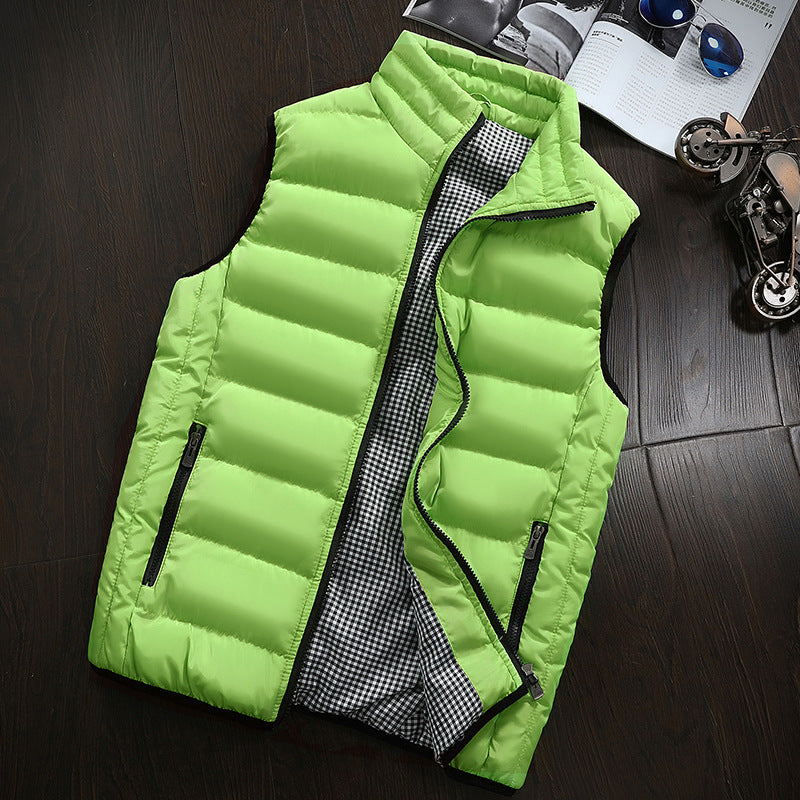 Men's Checkered Lining Winter Vest – Plus Size Warm Sleeveless Jacket
