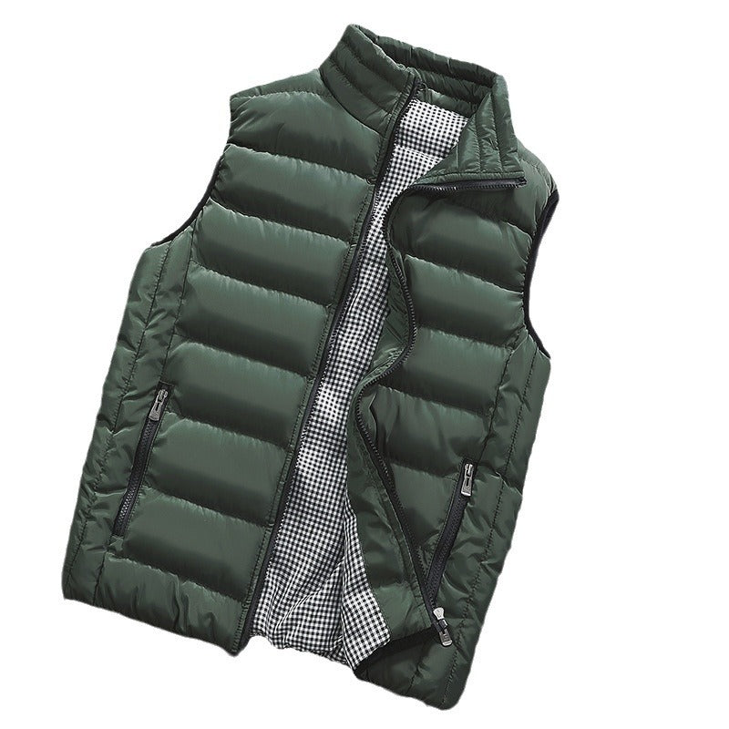 Men's Checkered Lining Winter Vest – Plus Size Warm Sleeveless Jacket